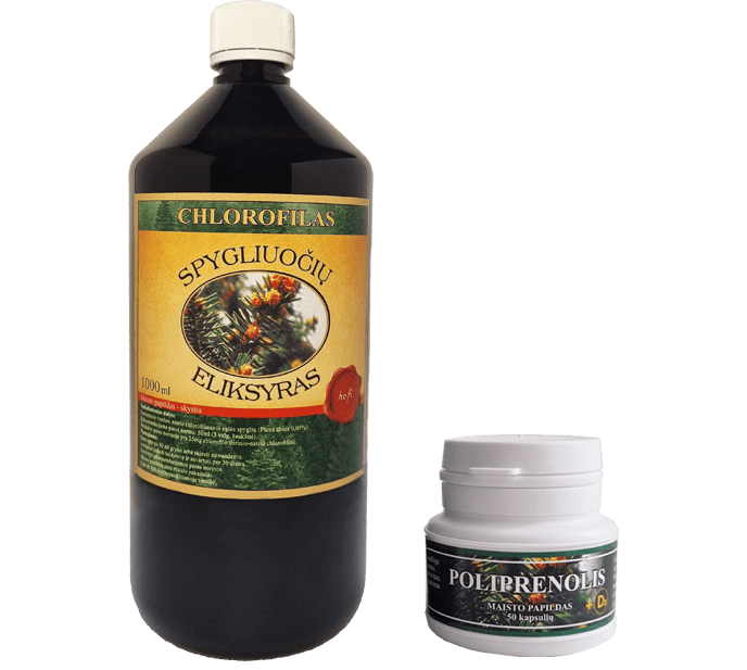 Chlorophyll "Elixir of conifers" 1000ml and polyprenol + D3 bundle