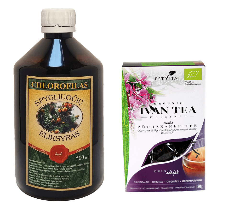 Chlorofilo "Spygliuočių eliksyras" ir arbatos rinkinys