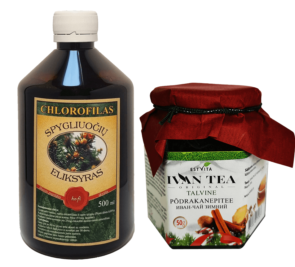 Klorofüll "Okaspuu eliksiir" ja teekomplekt