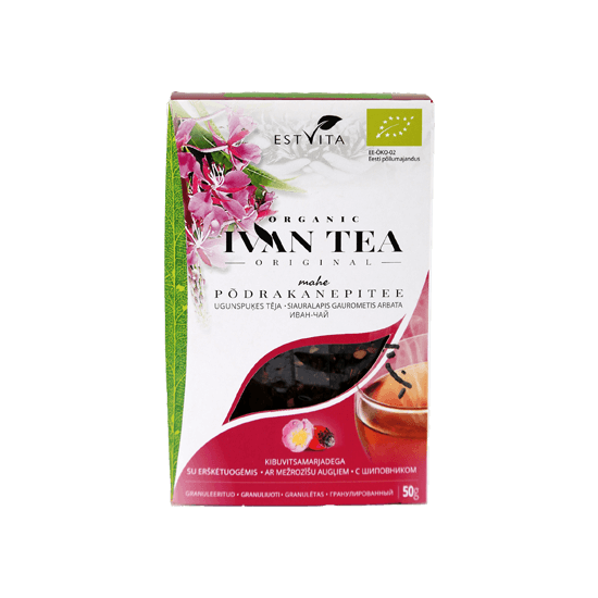 Ekologiška fermentuota Ivan-chai arbata su erškėtrožėmis (granulėmis), 50g