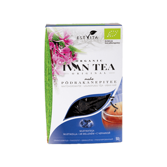 Ekologiška fermentuota Ivan-chai arbata su mėlynėmis (granulėmis), 50g